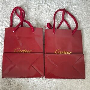 Cartier Red Luxury Shopping Bags with Gold Logo